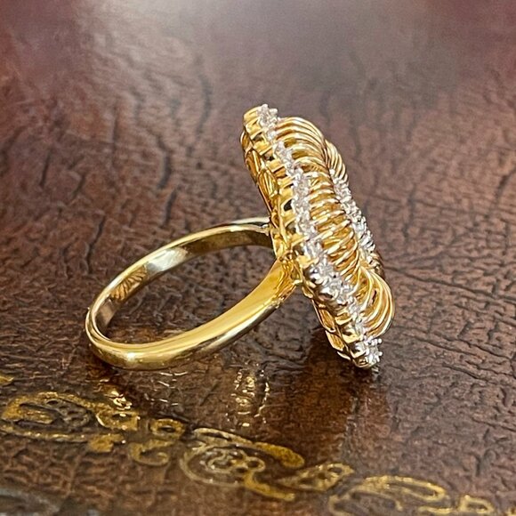 $9500 / NEW / Sonia B Designer Luxury Diamond Flower Ring / 14K gold - Picture 5 of 6